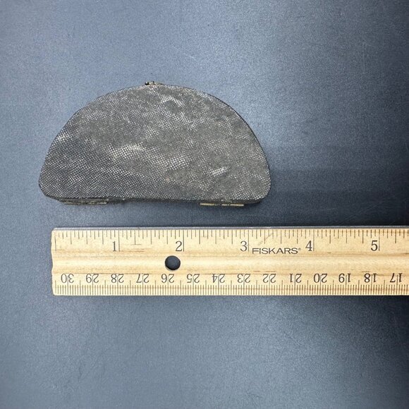 Antique Fish Skin Compact Box Wooden Pink Velvet Black Vanity Victorian Trinket - Picture 12 of 14